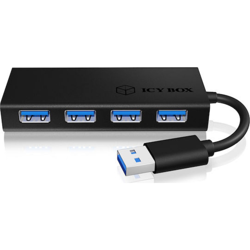 Icy Box USB 3.0 Hub 4 Θυρών με σύνδεση USB-A και Εξωτερική Παροχή Ρεύματος