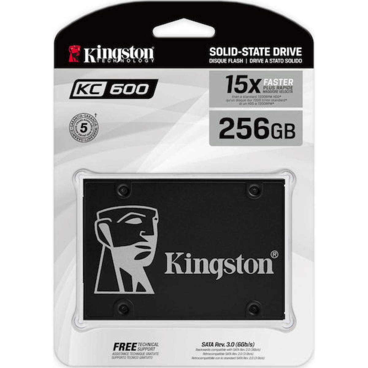 KC600 256 GB (schwarz, SATA 6 Gb/s, 2,5")