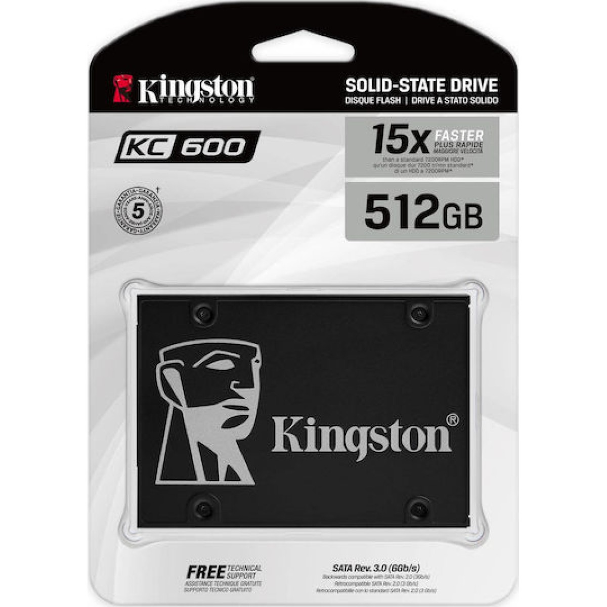 KC600 512 GB (schwarz, SATA 6 Gb/s, 2,5")