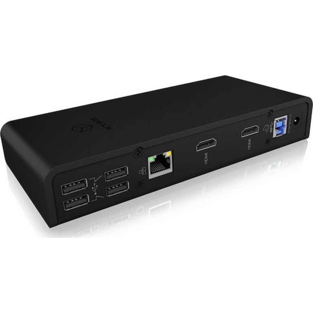 Icy Box USB-C / USB-A Docking Station με HDMI Ethernet και σύνδεση 2 Οθονών Μαύρο (IB-DK2251AC)