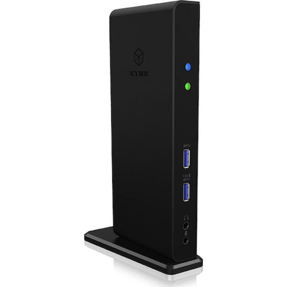 Icy Box USB-C / USB-A Docking Station με HDMI Ethernet και σύνδεση 2 Οθονών Μαύρο (IB-DK2251AC)