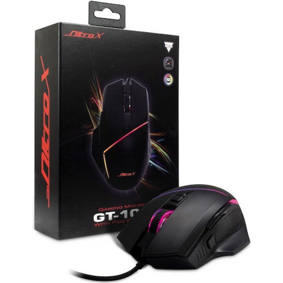 Inter-Tech Nitrox GT-100 RGB Gaming Ποντίκι 6400 DPI Μαύρο