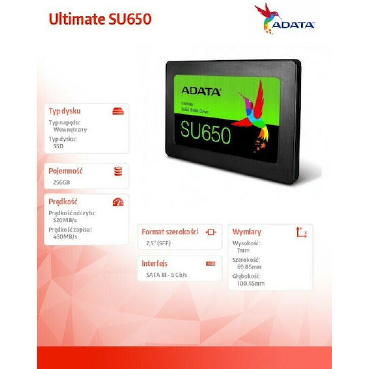 Ultimate SU650 256 GB (schwarz, SATA 6 Gb/s, 2,5")