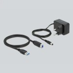 USB 3.2 Gen 1 Hub mit 4 Ports + 1 Schnellladeport (grau, mit Schalter und Beleuchtung)