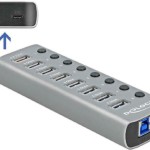 DeLock USB 3.2 Hub 9 Θυρών με σύνδεση USB-A & Θύρα Φόρτισης και Εξωτερική Παροχή Ρεύματος Γκρι