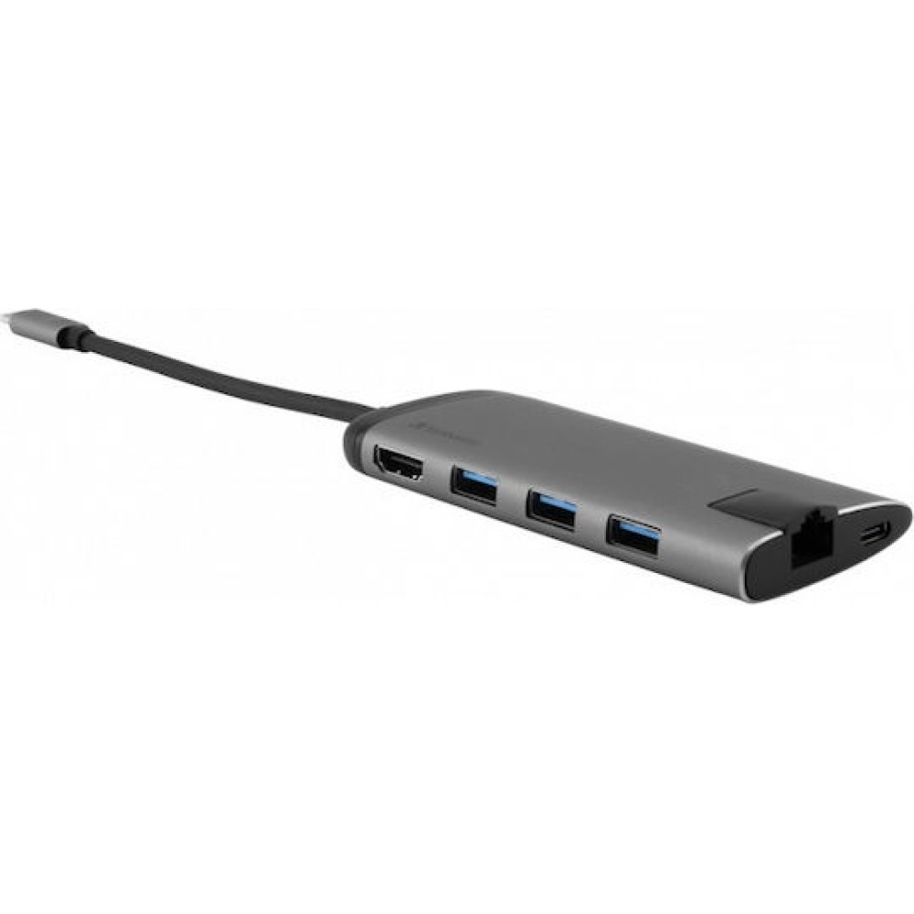 Verbatim USB-C Docking Station με HDMI 4K PD Ethernet Γκρι (49142)