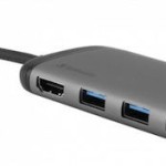 USB-C Multiport-Hub (grau, HDMI, USB-A, RJ-45)