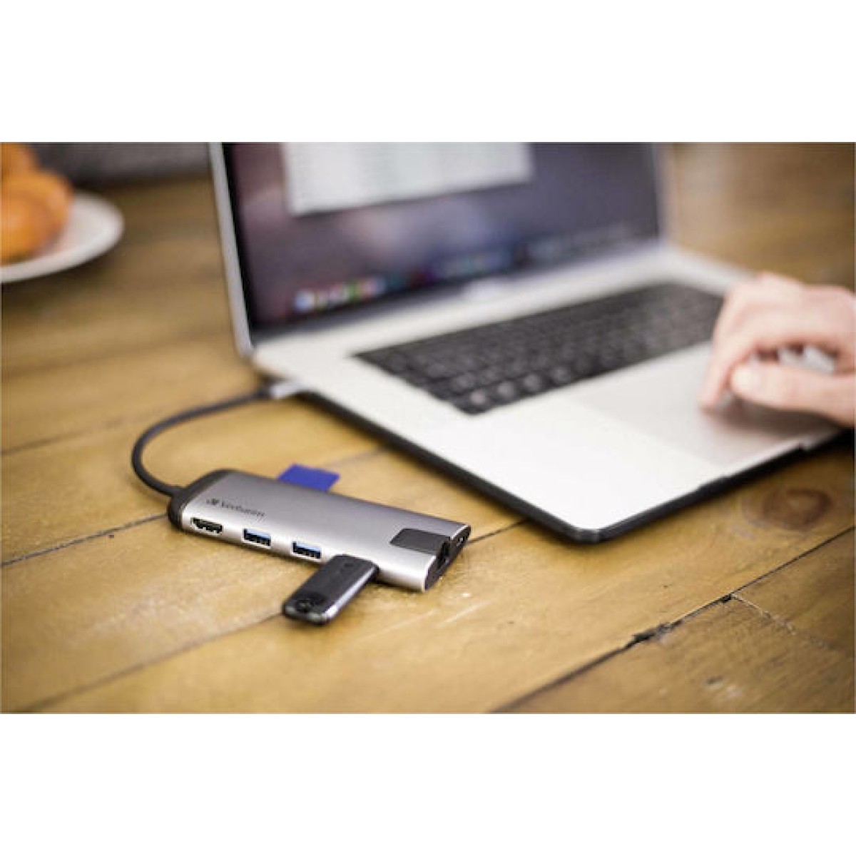 USB-C Multiport-Hub (grau, HDMI, USB-A, RJ-45)