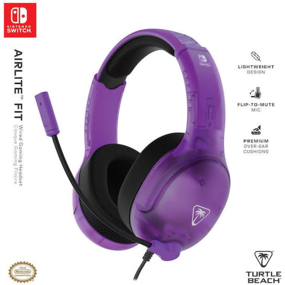 Turtle Beach Airlite Fit Over Ear Gaming Headset με σύνδεση 3.5mm Μωβ