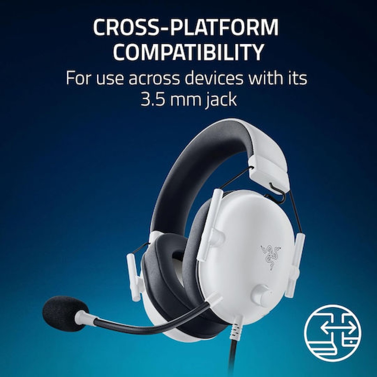 Razer BlackShark V2 X For Playstation Over Ear Gaming Headset με σύνδεση 3.5mm Λευκό