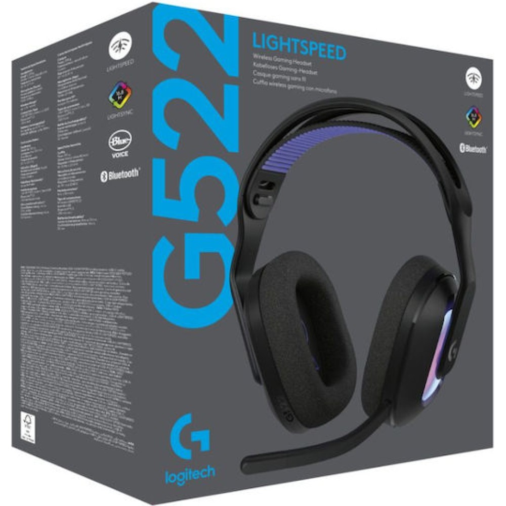 Logitech G522 Lightspeed Ασύρματο Over Ear Gaming Headset με σύνδεση USB / Bluetooth