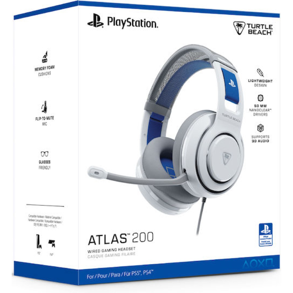 Turtle Beach Atlas 200 Over Ear Gaming Headset με σύνδεση 3.5mm Λευκό
