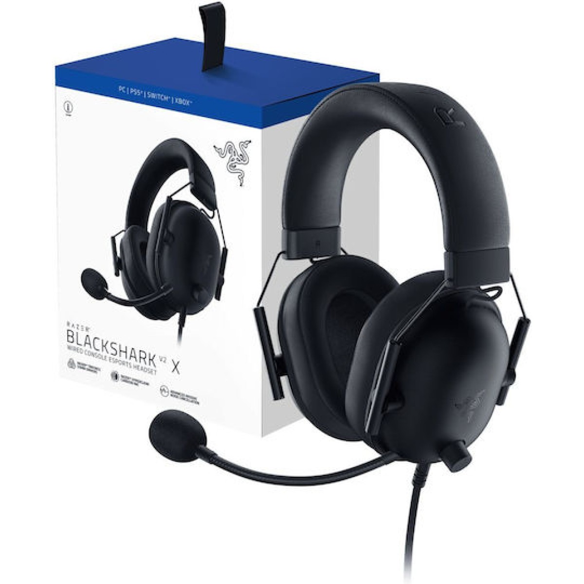 Razer BlackShark V2 X For Playstation Over Ear Gaming Headset με σύνδεση 3.5mm Μαύρο