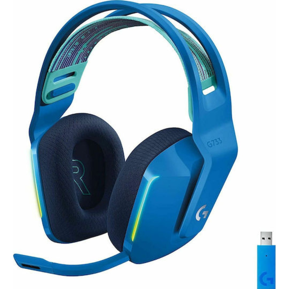 Logitech G733 Ασύρματο Over Ear Gaming Headset με σύνδεση USB Μπλε