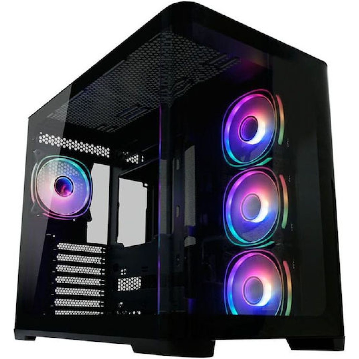 LC-Power Gaming 8001B Pro-Storm Light Midi Tower Κουτί Υπολογιστή με Πλαϊνό Παράθυρο και RGB Φωτισμό Μαύρο