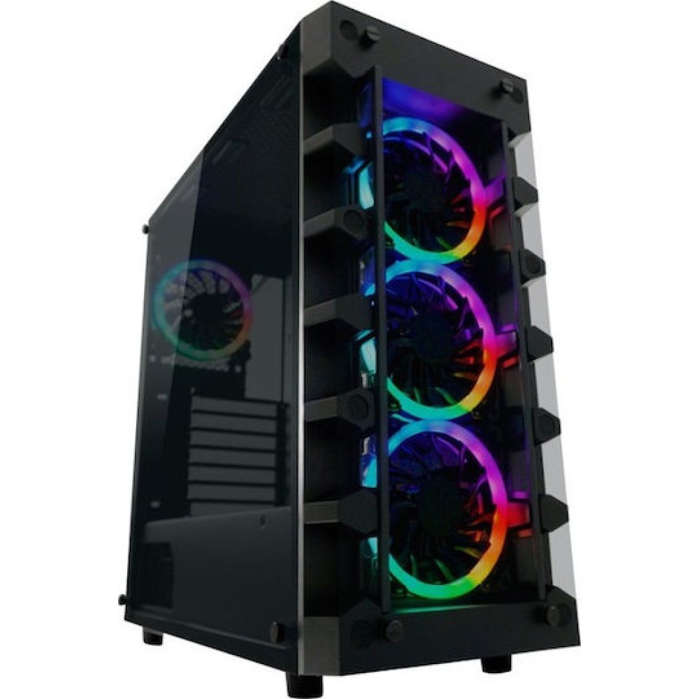 LC-Power Gaming 709B - Solar_System_X Midi Tower Κουτί Υπολογιστή με Πλαϊνό Παράθυρο και RGB Φωτισμό Μαύρο