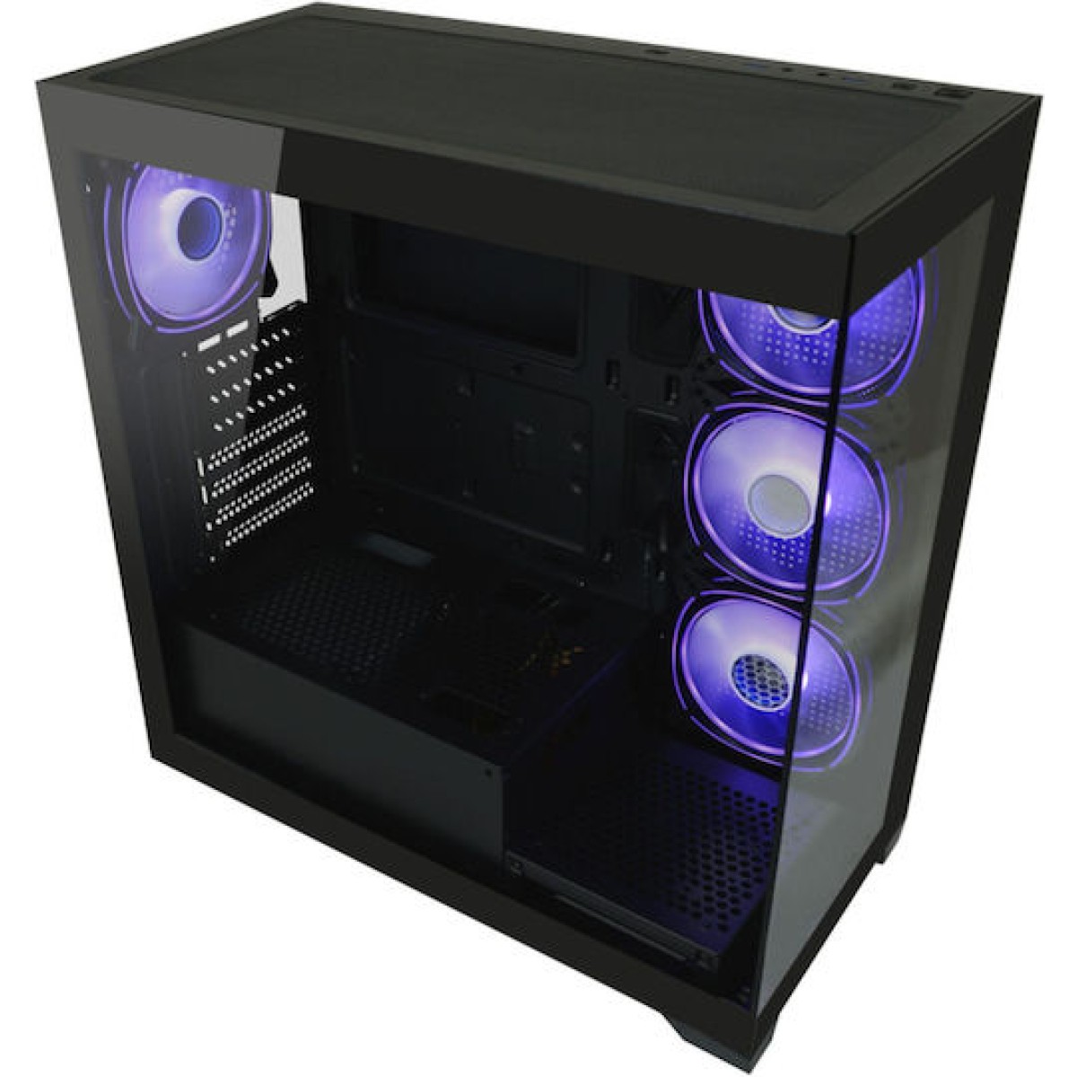 LC-Power Seamless_Pale_X Midi Tower Κουτί Υπολογιστή με Πλαϊνό Παράθυρο και RGB Φωτισμό Μαύρο