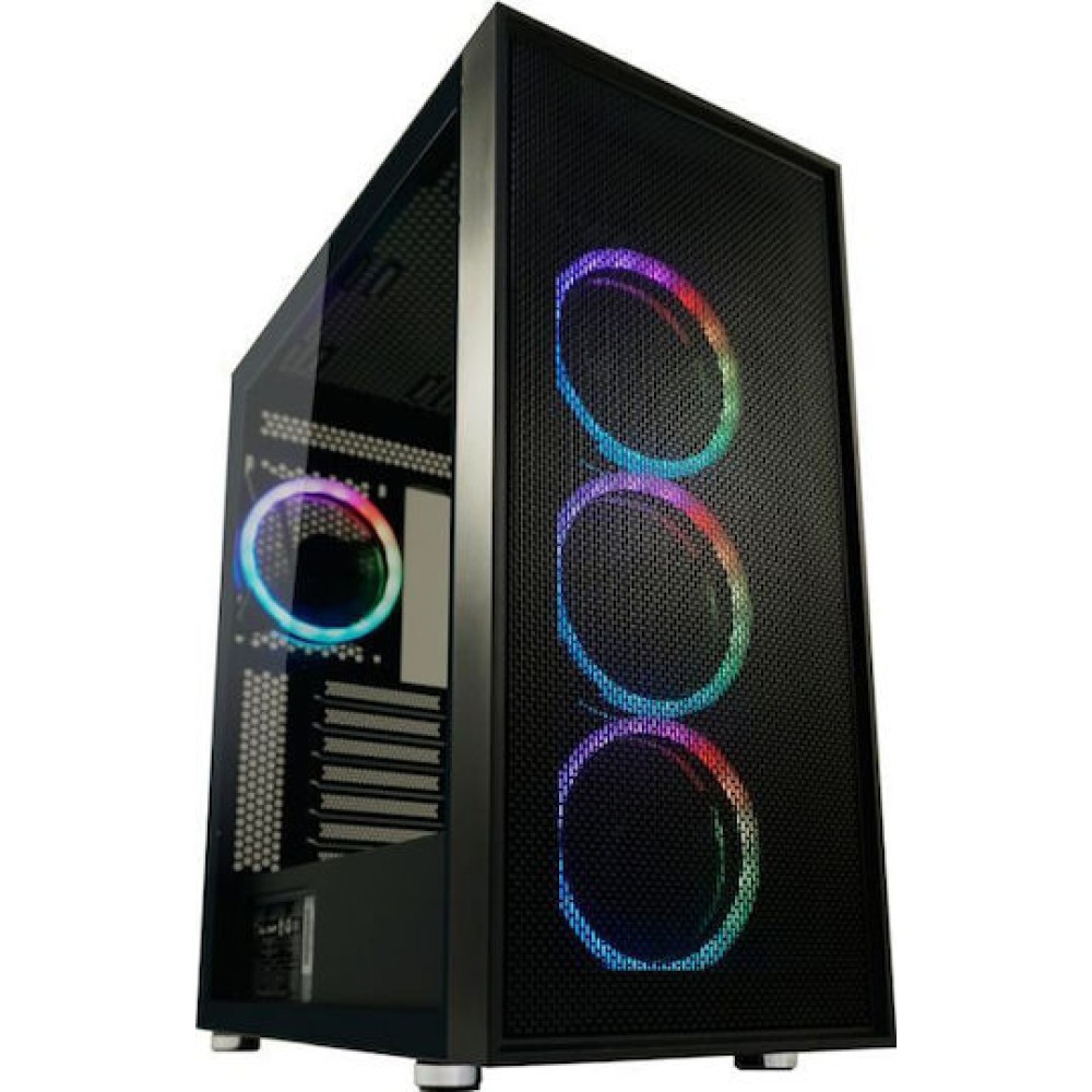 LC-Power Gaming Wanderer X Midi Tower Κουτί Υπολογιστή με Πλαϊνό Παράθυρο και RGB Φωτισμό Μαύρο