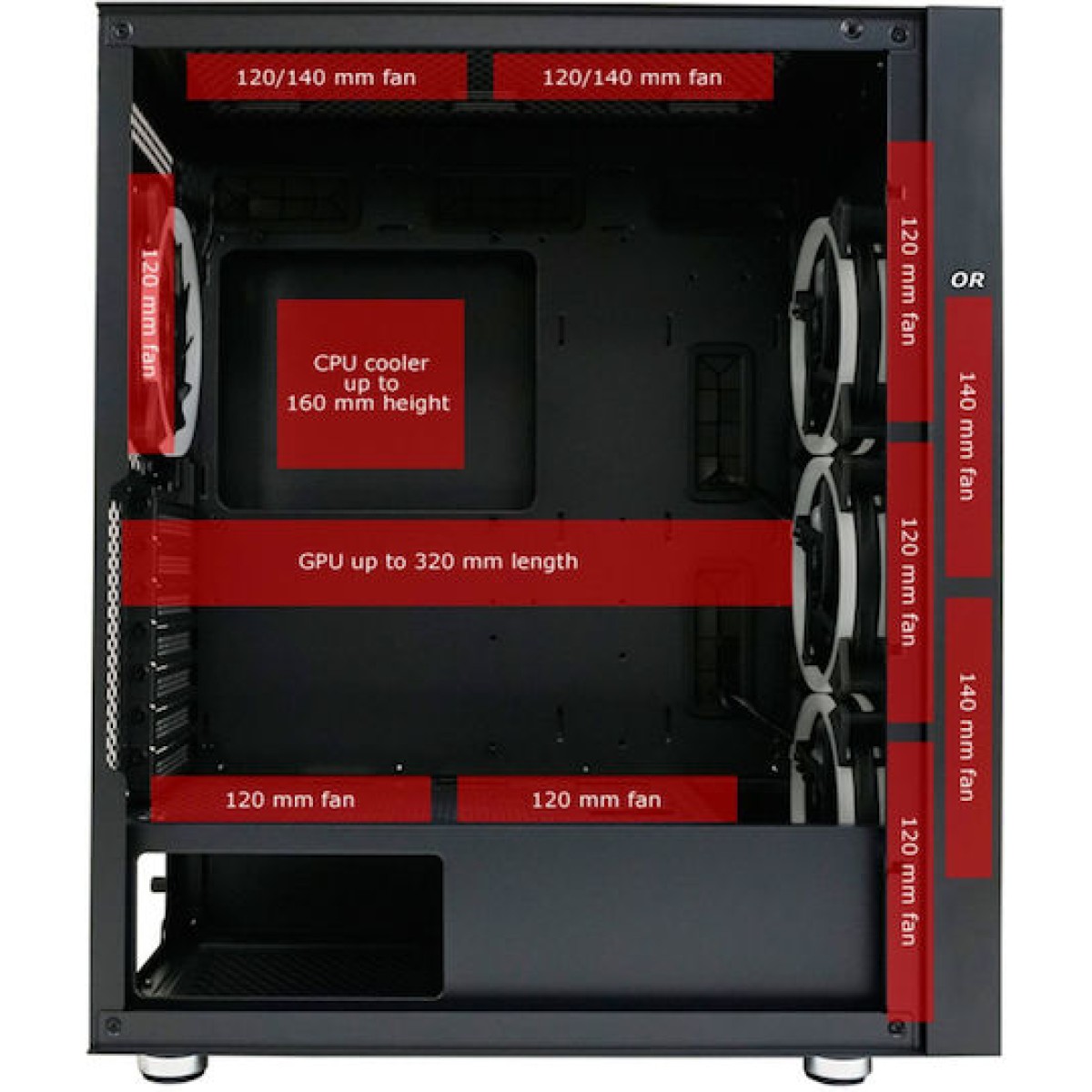 LC-Power Gaming Wanderer X Midi Tower Κουτί Υπολογιστή με Πλαϊνό Παράθυρο και RGB Φωτισμό Μαύρο