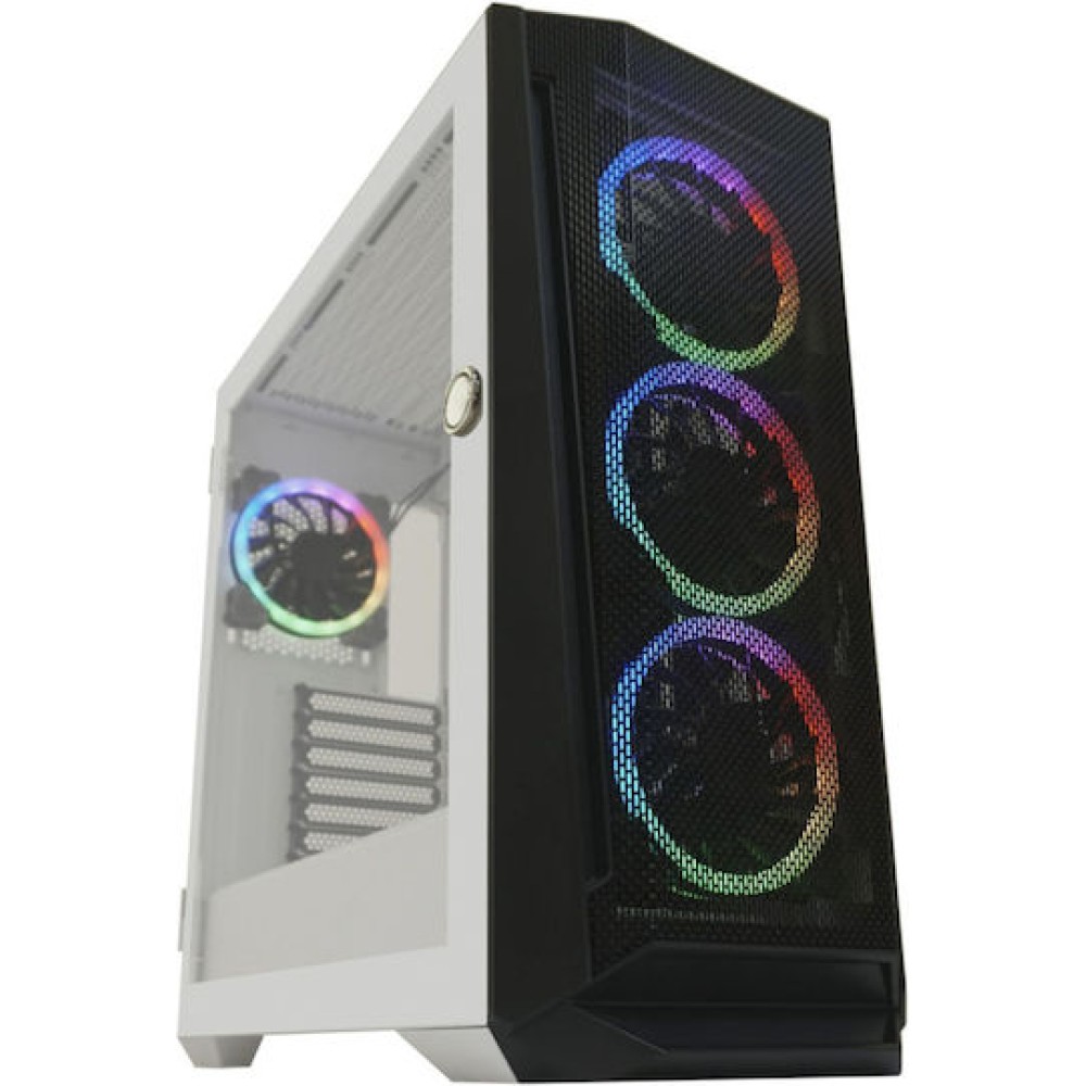 LC-Power 805BW Holo-1_X Gaming Midi Tower Κουτί Υπολογιστή με Πλαϊνό Παράθυρο Λευκό