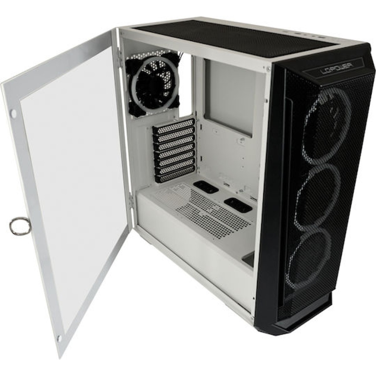 LC-Power 805BW Holo-1_X Gaming Midi Tower Κουτί Υπολογιστή με Πλαϊνό Παράθυρο Λευκό