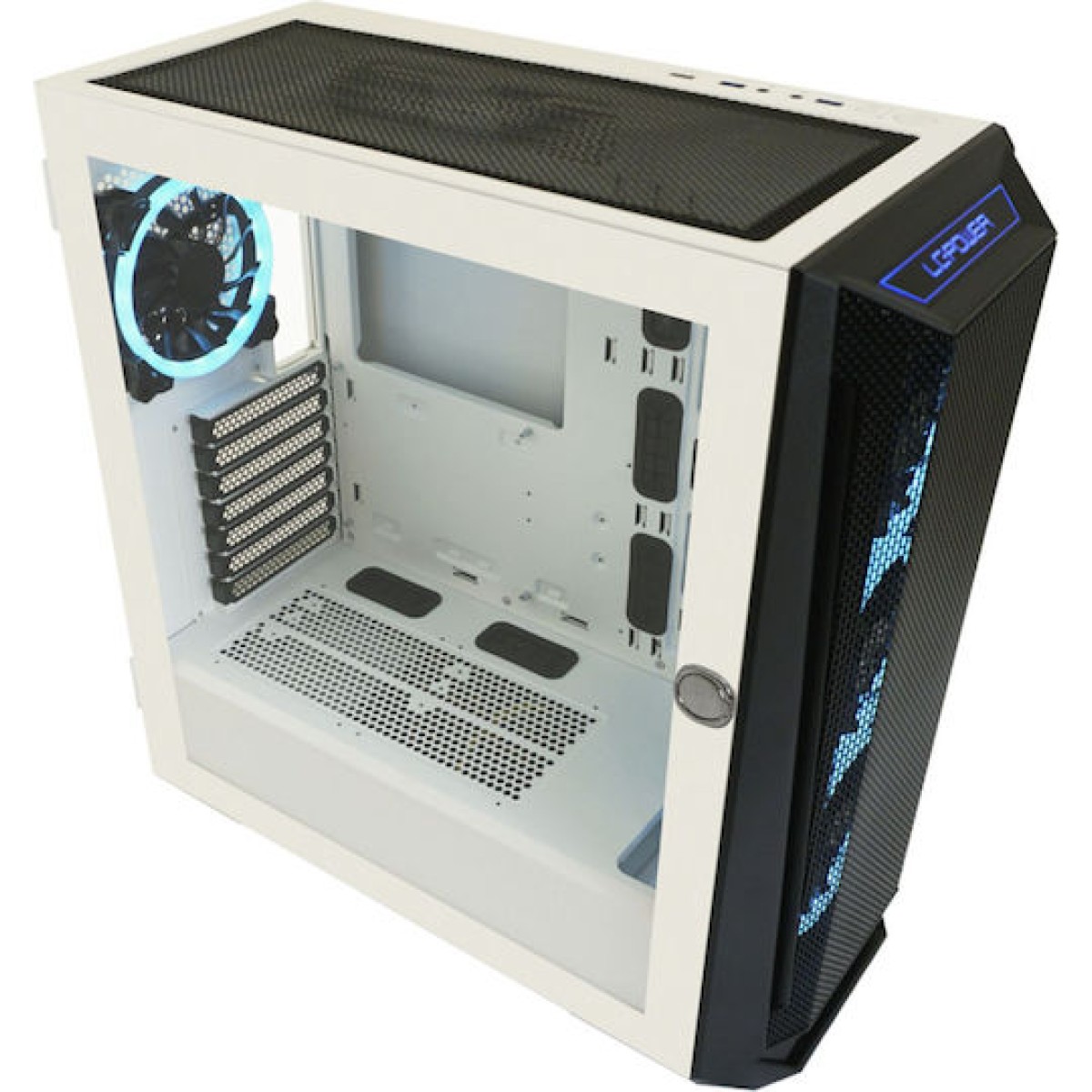 LC-Power 805BW Holo-1_X Gaming Midi Tower Κουτί Υπολογιστή με Πλαϊνό Παράθυρο Λευκό