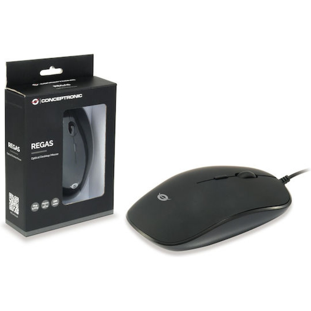 Conceptronic Regas A2 Ενσύρματο Ποντίκι Μαύρο