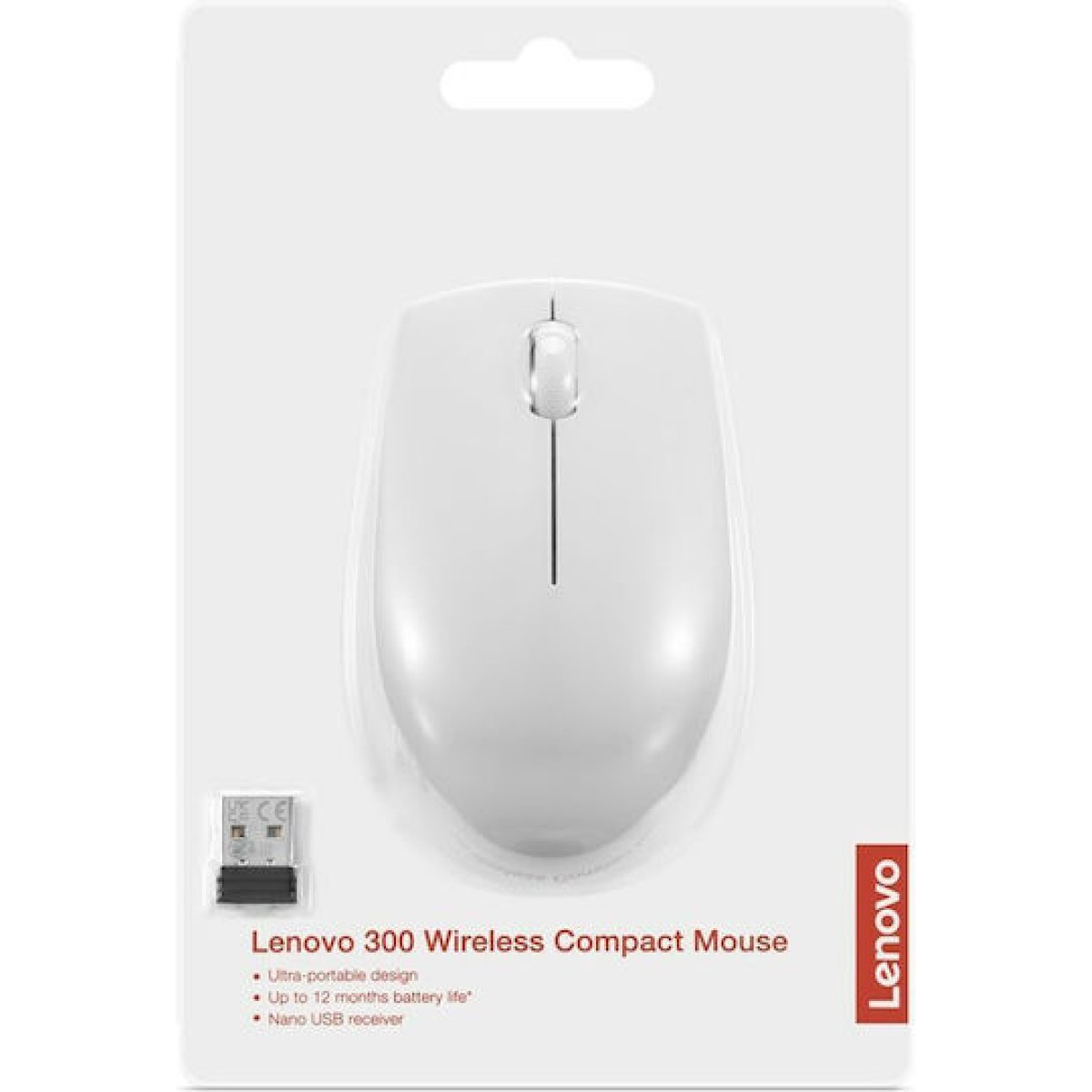 Lenovo 300 Wireless Compact Mouse Ασύρματο Mini Ποντίκι Cloud Grey