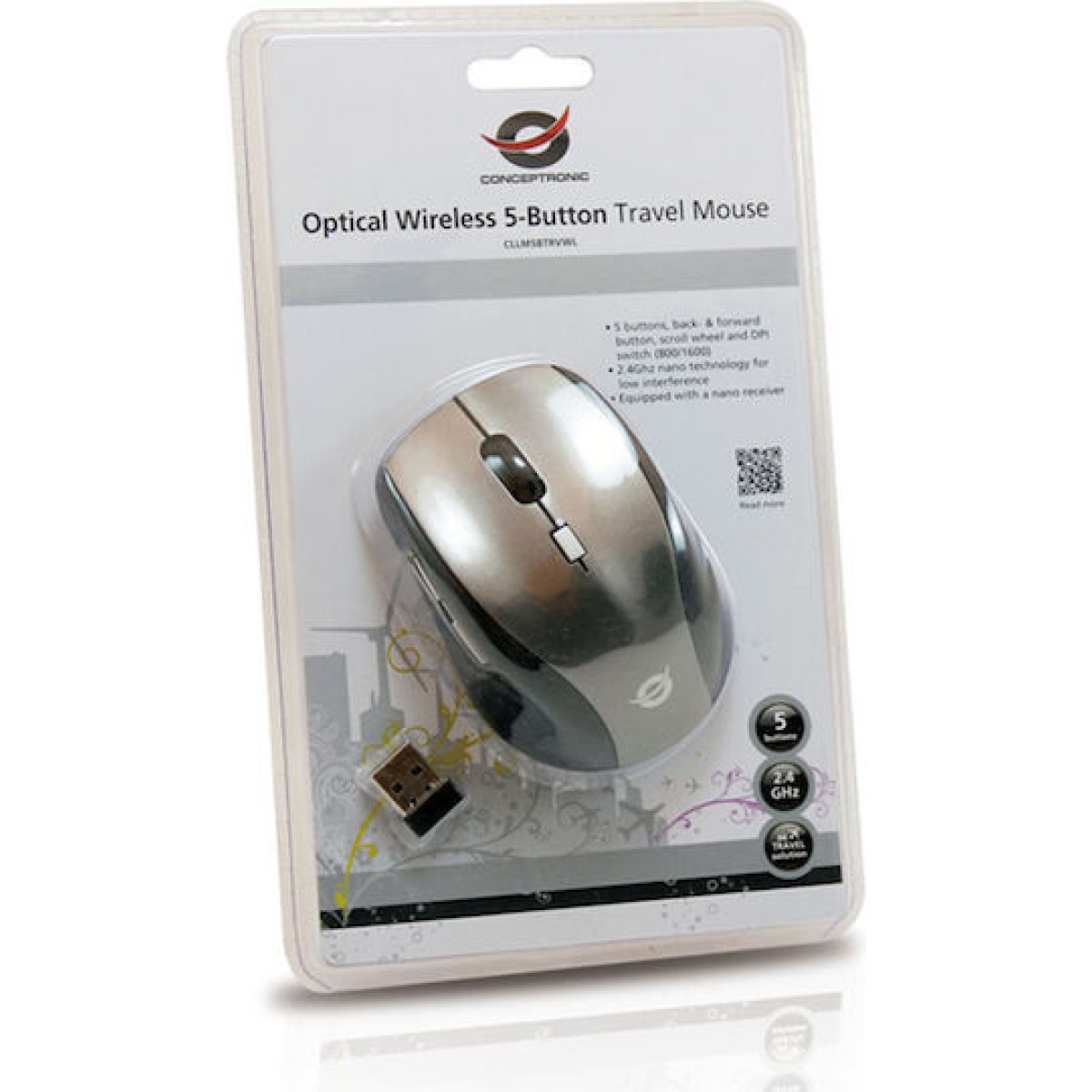 Conceptronic C08-269 Ασύρματο Mini Ποντίκι Γκρι