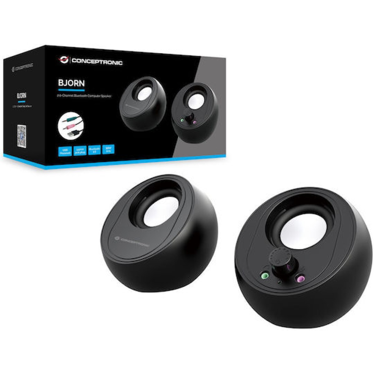 Conceptronic BJORN01B Ηχεία Υπολογιστή 2.0 με Bluetooth και Ισχύ 10W Μαύρα