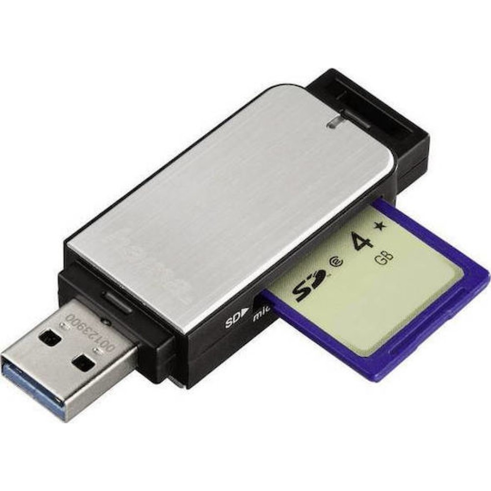 HAMA Card Reader USB 3.0 για SD/microSD Γκρι