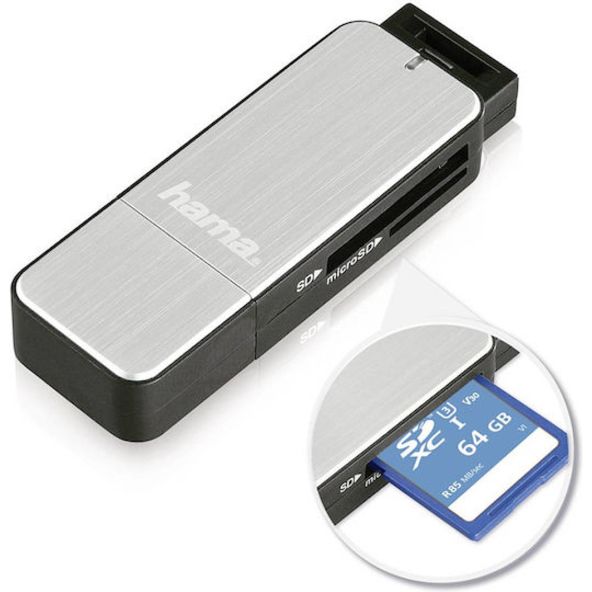 HAMA Card Reader USB 3.0 για SD/microSD Γκρι