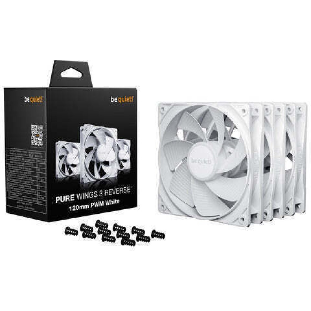 Be Quiet Pure Wings 3 Case Fan 120mm με Λευκό Φωτισμό και Σύνδεση 4-Pin PWM 3τμχ Λευκό