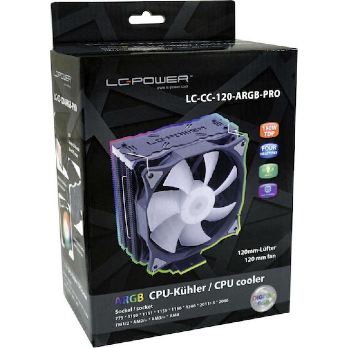 LC-Power LC-CC-120-ARGB-PRO Ψύκτρα Επεξεργαστή για Socket AM4/115x/AM3/AM3+