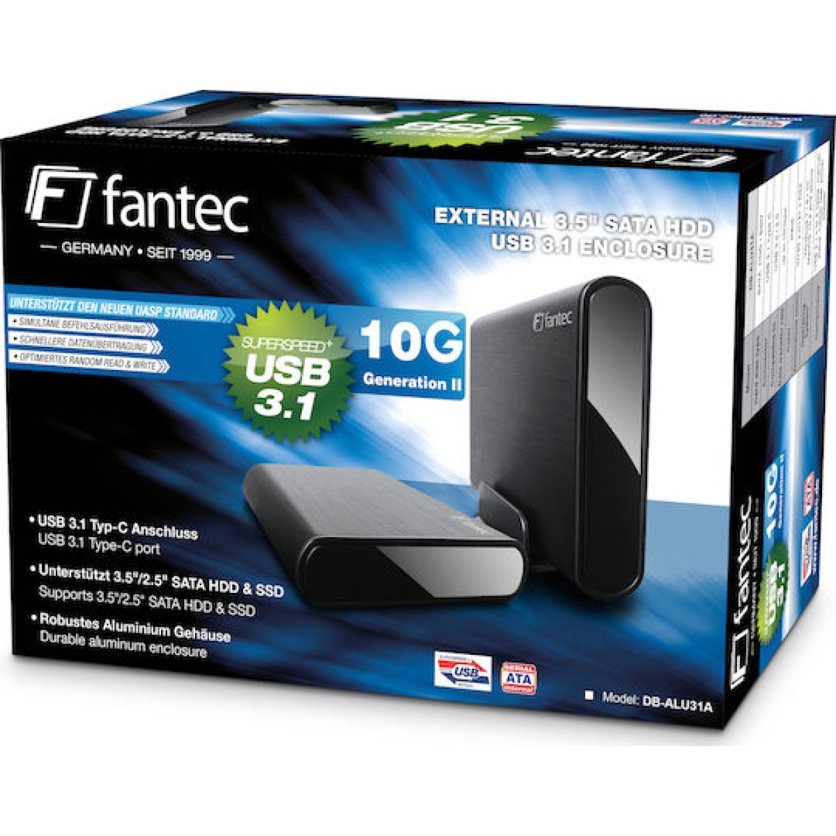Fantec DB-ALU31 Θήκη για Σκληρό Δίσκο 3.5