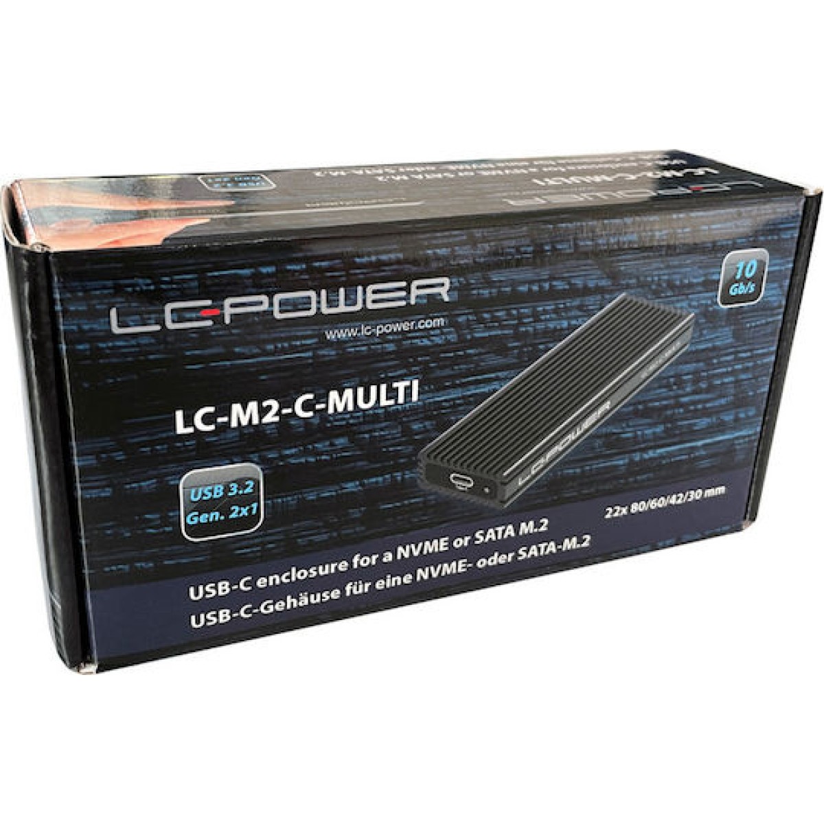 LC-Power Θήκη για Σκληρό Δίσκο M.2 PCI Express / SATA III NVME με σύνδεση USB 3.1 Type-C