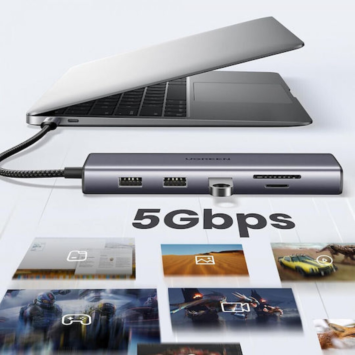 Ugreen Cm498 USB-C Docking Station με 4K PD Ethernet Γκρι