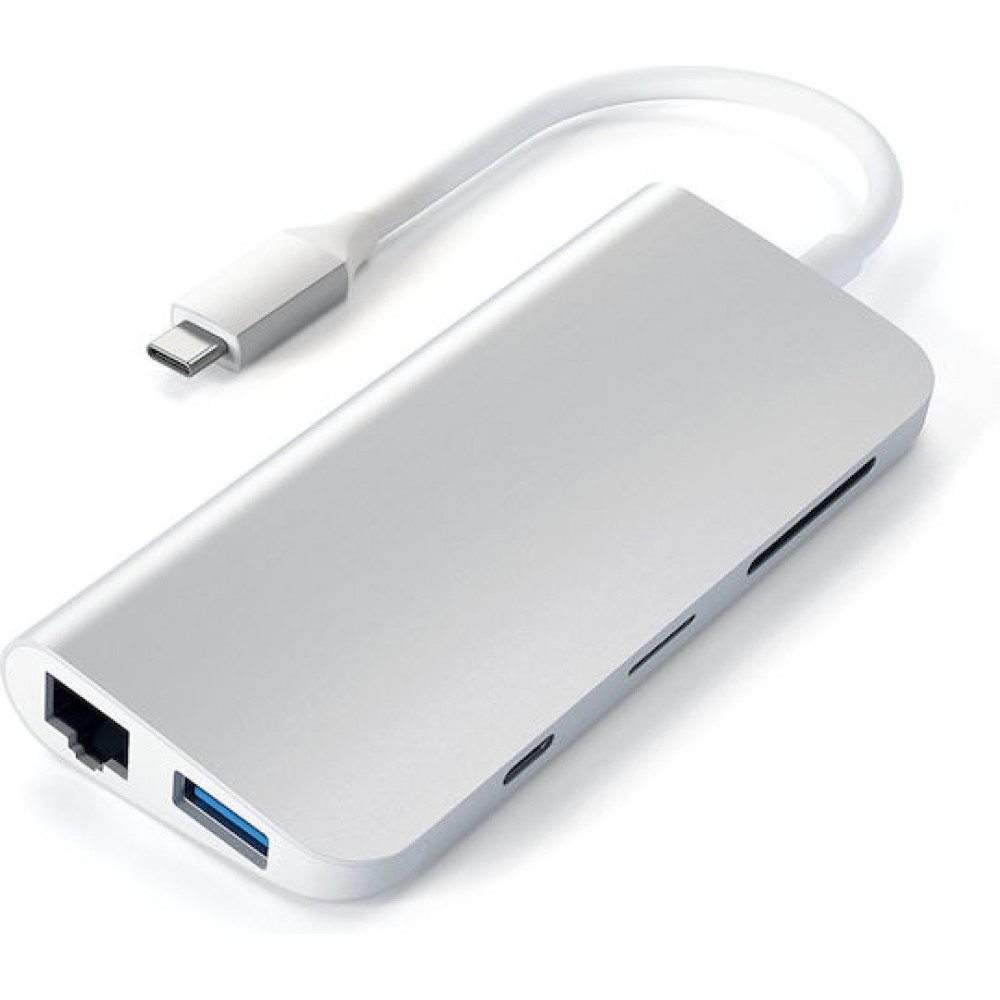 Satechi USB-C Docking Station με HDMI 4K PD Ethernet Ασημί (ST-TCMM8PAS)