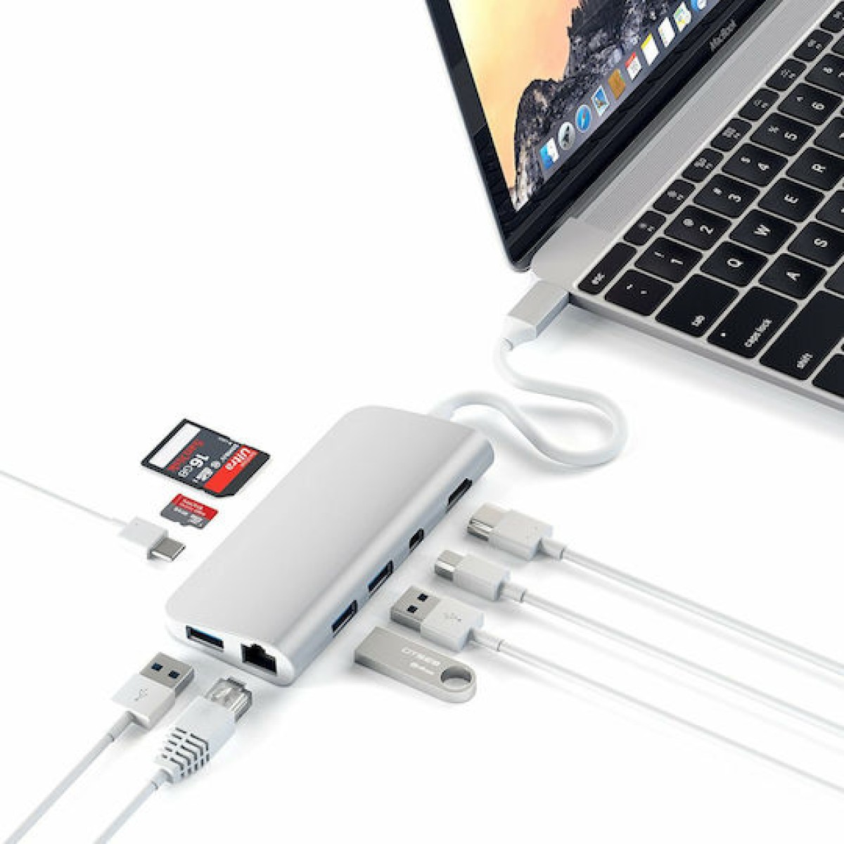 Satechi USB-C Docking Station με HDMI 4K PD Ethernet Ασημί (ST-TCMM8PAS)