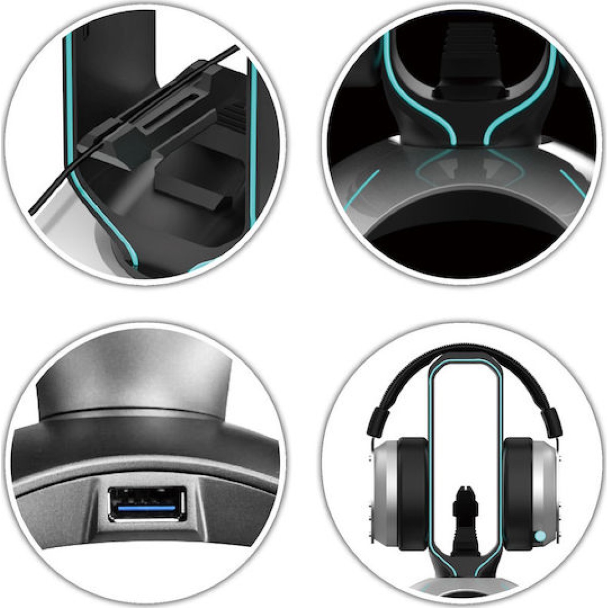 LC-Power USB Hub & Headphone Holder USB 3.0 & RGB