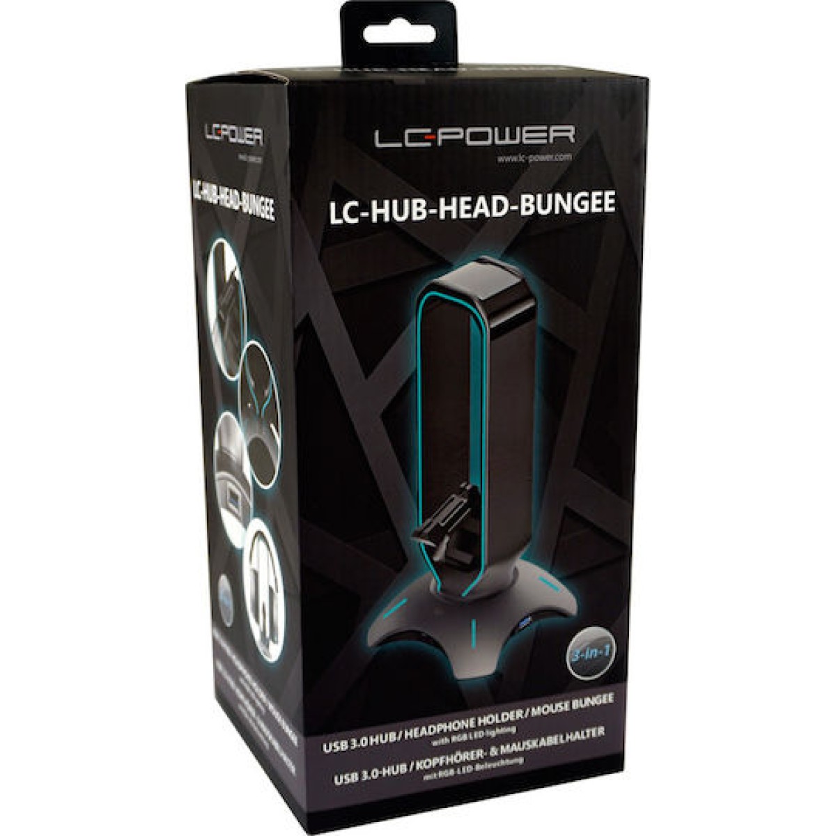 LC-Power USB Hub & Headphone Holder USB 3.0 & RGB