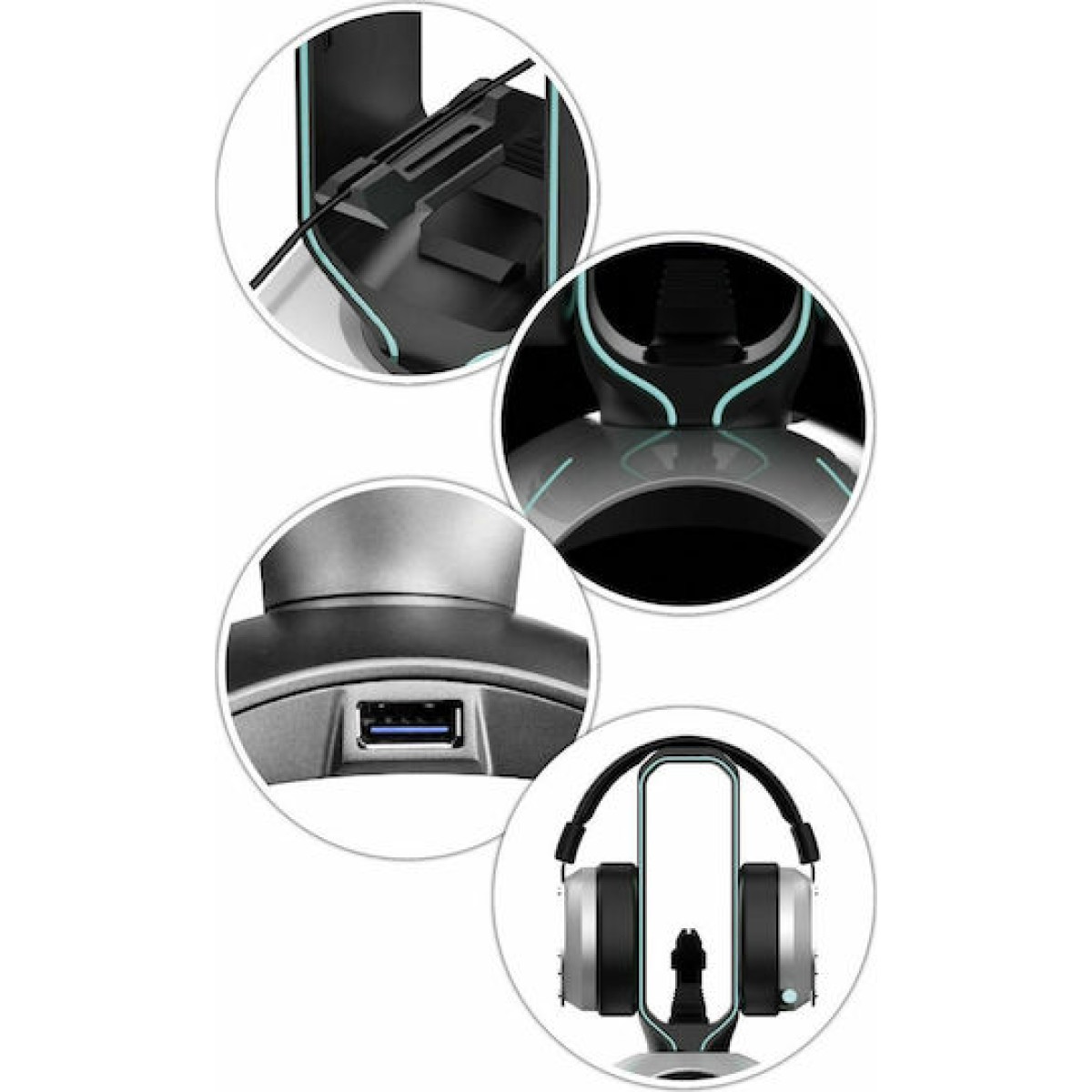 LC-Power USB Hub & Headphone Holder USB 3.0 & RGB