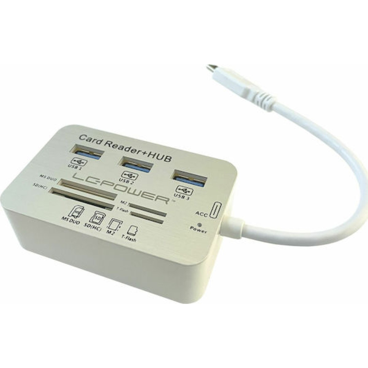 LC-Power USB 3.0 Hub 3 Θυρών με σύνδεση USB-C Λευκό