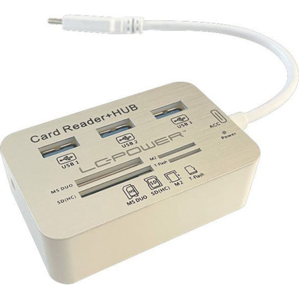 LC-Power USB 3.0 Hub 3 Θυρών με σύνδεση USB-C Λευκό