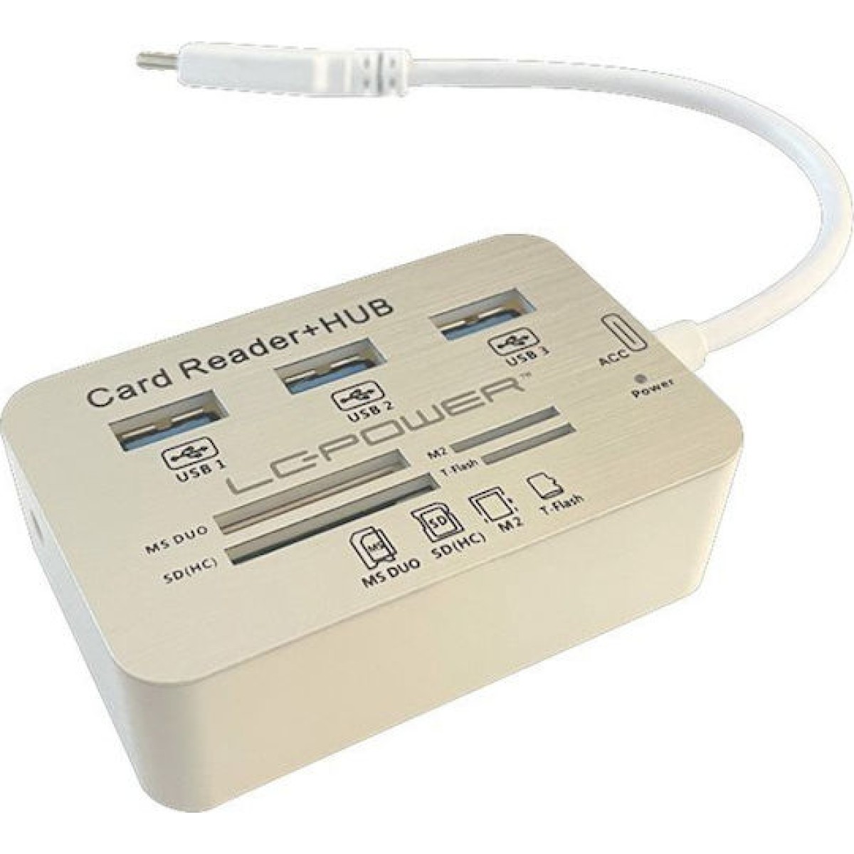 LC-Power USB 3.0 Hub 3 Θυρών με σύνδεση USB-C Λευκό