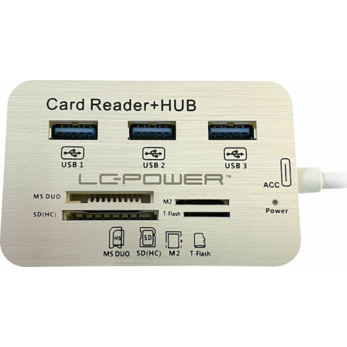 LC-Power USB 3.0 Hub 3 Θυρών με σύνδεση USB-C Λευκό