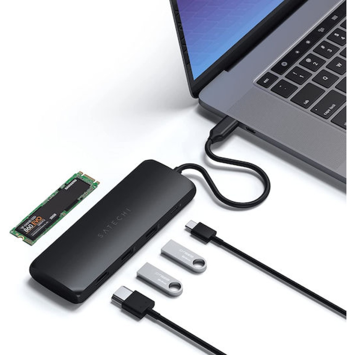 Satechi Hybrid USB-C Docking Station με HDMI 4K PD Μαύρο