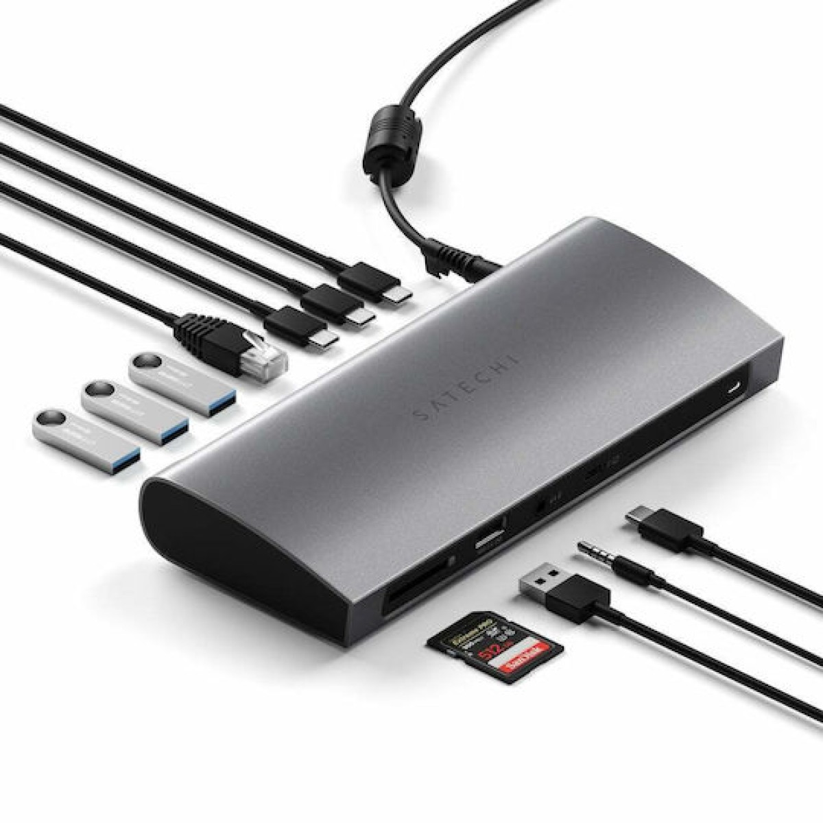 Satechi USB-C Docking Station με 4K PD Ethernet και συνδεση 2 Οθονών Γκρι (ST-UCT4DM)