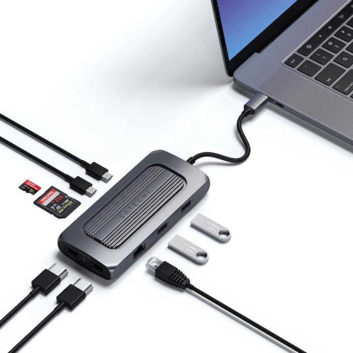 Satechi USB-C Docking Station με HDMI 4K PD Ethernet και συνδεση 2 Οθονών Γκρι (ST-UCMXAM)