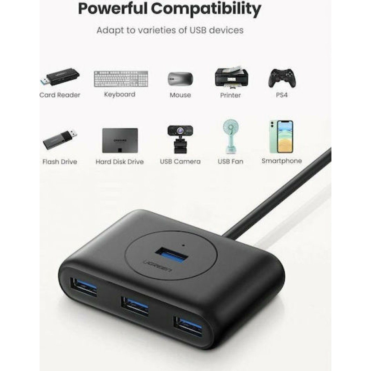 Ugreen USB 3.0 Hub 4 Θυρών με σύνδεση USB-A